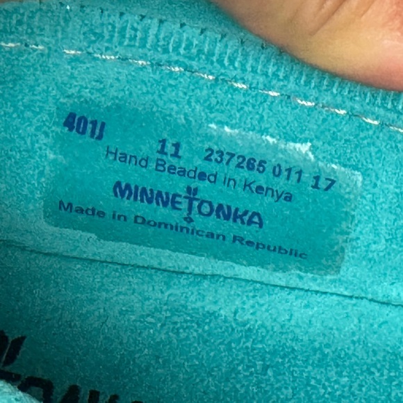 Minnetonka Hand-Beaded Turquoise Moccasins Size‎ 11 - Picture 8 of 8